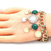 Pulsera de Dije 03.331.0119.08 Oro Laminado, con Verde Opal, Pulido, Tono Dorado (10 MM Thickness, 8 Inches Length)