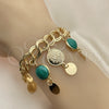 Pulsera de Dije 03.331.0119.08 Oro Laminado, con Verde Opal, Pulido, Tono Dorado (10 MM Thickness, 8 Inches Length)