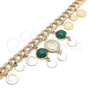 Pulsera de Dije 03.331.0119.08 Oro Laminado, con Verde Opal, Pulido, Tono Dorado (10 MM Thickness, 8 Inches Length)