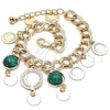 Pulsera de Dije 03.331.0119.08 Oro Laminado, con Verde Opal, Pulido, Tono Dorado (10 MM Thickness, 8 Inches Length)