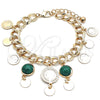 Pulsera de Dije 03.331.0119.08 Oro Laminado, con Verde Opal, Pulido, Tono Dorado (10 MM Thickness, 8 Inches Length)