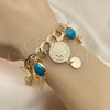 Pulsera de Dije 03.331.0119.1.08 Oro Laminado, con Turquoise Opal, Pulido, Tono Dorado (10 MM Thickness, 8 Inches Length)
