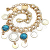 Pulsera de Dije 03.331.0119.1.08 Oro Laminado, con Turquoise Opal, Pulido, Tono Dorado (10 MM Thickness, 8 Inches Length)