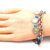 Pulsera de Dije 03.331.0120.08 Oro Laminado, con Turquoise Cristal, Pulido, Tono Dorado (07 MM Thickness, 8 Inches Length)