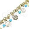 Pulsera de Dije 03.331.0120.08 Oro Laminado, con Turquoise Cristal, Pulido, Tono Dorado (07 MM Thickness, 8 Inches Length)