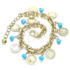Pulsera de Dije 03.331.0120.08 Oro Laminado, con Turquoise Cristal, Pulido, Tono Dorado (07 MM Thickness, 8 Inches Length)