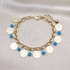 Pulsera de Dije 03.331.0120.08 Oro Laminado, con Turquoise Cristal, Pulido, Tono Dorado (07 MM Thickness, 8 Inches Length)