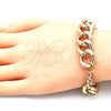 Pulsera Básica 03.331.0121.09 Oro Laminado, Diseño de Miami Cubana, Pulido, Tono Dorado (14 MM Thickness, 9 Inches Length)
