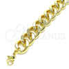 Pulsera Básica 03.331.0121.09 Oro Laminado, Diseño de Miami Cubana, Pulido, Tono Dorado (14 MM Thickness, 9 Inches Length)