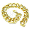 Pulsera Básica 03.331.0121.09 Oro Laminado, Diseño de Miami Cubana, Pulido, Tono Dorado (14 MM Thickness, 9 Inches Length)