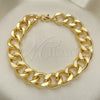 Pulsera Básica 03.331.0121.09 Oro Laminado, Diseño de Miami Cubana, Pulido, Tono Dorado (14 MM Thickness, 9 Inches Length)