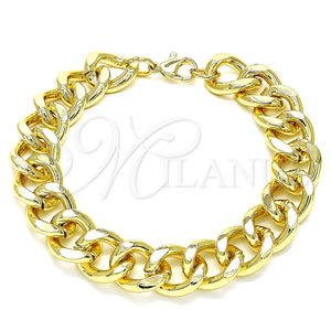 Pulsera Básica 03.331.0121.09 Oro Laminado, Diseño de Miami Cubana, Pulido, Tono Dorado (14 MM Thickness, 9 Inches Length)