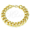 Pulsera Básica 03.331.0121.09 Oro Laminado, Diseño de Miami Cubana, Pulido, Tono Dorado (14 MM Thickness, 9 Inches Length)