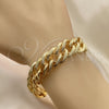 Pulsera Básica 03.331.0123.09 Oro Laminado, Diamantado, Tono Dorado (12 MM Thickness, 9 Inches Length)