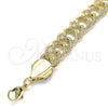 Pulsera Básica 03.331.0123.09 Oro Laminado, Diamantado, Tono Dorado (12 MM Thickness, 9 Inches Length)