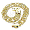 Pulsera Básica 03.331.0123.09 Oro Laminado, Diamantado, Tono Dorado (12 MM Thickness, 9 Inches Length)