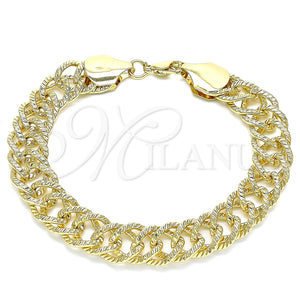 Pulsera Básica 03.331.0123.09 Oro Laminado, Diamantado, Tono Dorado (12 MM Thickness, 9 Inches Length)