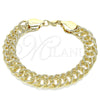 Pulsera Básica 03.331.0123.09 Oro Laminado, Diamantado, Tono Dorado (12 MM Thickness, 9 Inches Length)
