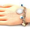 Pulsera de Dije 03.331.0126.08 Oro Laminado, Diseño de Ojo Griego, Pulido, Tono Dorado (09 MM Thickness, 8 Inches Length)