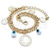 Pulsera de Dije 03.331.0126.08 Oro Laminado, Diseño de Ojo Griego, Pulido, Tono Dorado (09 MM Thickness, 8 Inches Length)