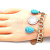 Pulsera de Dije 03.331.0127.08 Oro Laminado, Diseño de Gota, con Turquoise Opal, Pulido, Tono Dorado (10 MM Thickness, 8 Inches Length)