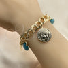 Pulsera de Dije 03.331.0127.08 Oro Laminado, Diseño de Gota, con Turquoise Opal, Pulido, Tono Dorado (10 MM Thickness, 8 Inches Length)