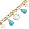 Pulsera de Dije 03.331.0127.08 Oro Laminado, Diseño de Gota, con Turquoise Opal, Pulido, Tono Dorado (10 MM Thickness, 8 Inches Length)