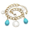 Pulsera de Dije 03.331.0127.08 Oro Laminado, Diseño de Gota, con Turquoise Opal, Pulido, Tono Dorado (10 MM Thickness, 8 Inches Length)