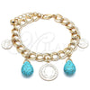 Pulsera de Dije 03.331.0127.08 Oro Laminado, Diseño de Gota, con Turquoise Opal, Pulido, Tono Dorado (10 MM Thickness, 8 Inches Length)