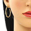 Arete Dormilona 02.163.0141 Oro Laminado, Diseño de Cubana, Pulido, Tono Dorado