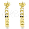 Arete Dormilona 02.163.0142 Oro Laminado, Diseño de Cubana, Pulido, Tono Dorado