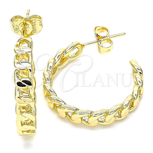 Arete Dormilona 02.163.0142 Oro Laminado, Diseño de Cubana, Pulido, Tono Dorado