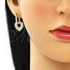 Argolla Huggie 02.210.0469.12 Oro Laminado, Diseño de Corazón y Paperclip, con Zirconia Cubica Blanca, Pulido, Tono Dorado