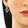Argolla Huggie 02.210.0469.1.12 Oro Laminado, Diseño de Corazón y Paperclip, con Rubi Zirconia Cubica, Pulido, Tono Dorado