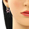 Argolla Huggie 02.210.0470.1.12 Oro Laminado, Diseño de Estrella y Paperclip, con Rubi Zirconia Cubica, Pulido, Tono Dorado