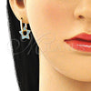 Argolla Huggie 02.210.0470.3.12 Oro Laminado, Diseño de Estrella y Paperclip, con Turquoise Zirconia Cubica, Pulido, Tono Dorado