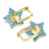 Argolla Huggie 02.210.0470.3.12 Oro Laminado, Diseño de Estrella y Paperclip, con Turquoise Zirconia Cubica, Pulido, Tono Dorado
