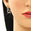 Argolla Huggie 02.210.0470.5.12 Oro Laminado, Diseño de Estrella y Paperclip, con Multicolor Zirconia Cubica, Pulido, Tono Dorado