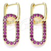 Argolla Huggie 02.210.0471.1.12 Oro Laminado, Diseño de Paperclip, con Rubi Zirconia Cubica, Pulido, Tono Dorado