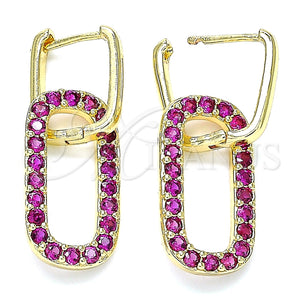 Argolla Huggie 02.210.0471.1.12 Oro Laminado, Diseño de Paperclip, con Rubi Zirconia Cubica, Pulido, Tono Dorado