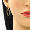 Argolla Huggie 02.210.0471.4.12 Oro Laminado, Diseño de Paperclip, con Negro Zirconia Cubica, Pulido, Tono Dorado