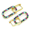 Argolla Huggie 02.210.0471.5.12 Oro Laminado, Diseño de Paperclip, con Multicolor Zirconia Cubica, Pulido, Tono Dorado