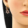 Argolla Huggie 02.210.0472.1.15 Oro Laminado, Diseño de Estrella de Davi, con Rubi Micro Pave, Pulido, Tono Dorado