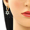 Argolla Huggie 02.210.0472.4.15 Oro Laminado, Diseño de Estrella de Davi, con Turquoise Micro Pave, Pulido, Tono Dorado