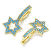 Argolla Huggie 02.210.0472.4.15 Oro Laminado, Diseño de Estrella de Davi, con Turquoise Micro Pave, Pulido, Tono Dorado