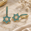 Argolla Huggie 02.210.0472.4.15 Oro Laminado, Diseño de Judaica y Estrella de Davi, con Micro Pave Turquoise, Pulido, Tono Dorado