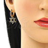 Argolla Huggie 02.210.0472.5.15 Oro Laminado, Diseño de Estrella de Davi, con Negro Micro Pave, Pulido, Tono Dorado