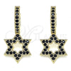 Argolla Huggie 02.210.0472.5.15 Oro Laminado, Diseño de Estrella de Davi, con Negro Micro Pave, Pulido, Tono Dorado