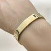 Pulsera Solida 03.114.0342.1.08 Acero Inoxidable, Diseño de Llave Griega, Pulido, Tono Dorado (12 MM Thickness, 8 Inches Length)