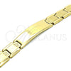 Pulsera Solida 03.114.0342.1.08 Acero Inoxidable, Diseño de Llave Griega, Pulido, Tono Dorado (12 MM Thickness, 8 Inches Length)